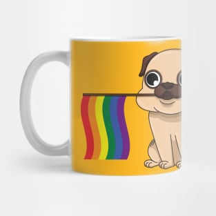 Pride LGBT Gay Bi Lesbian Transgender Pug Rainbow Flag Mug